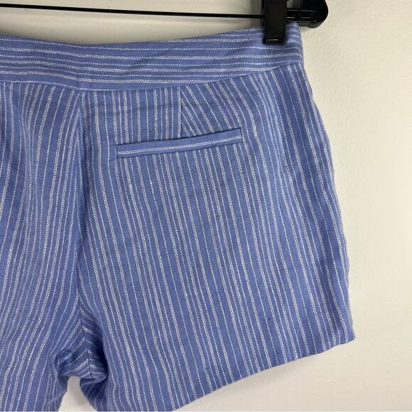 JOIE Blue Linen Striped Seersucker Linen Shorts Size 0 4 inch Inseam White - Picture 4 of 6